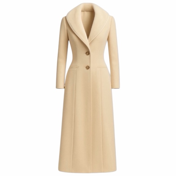Jackets & Blazers - Vintage Anastasio Long Wool Style Winter Coat Cream Size 48 (Fits M/L)